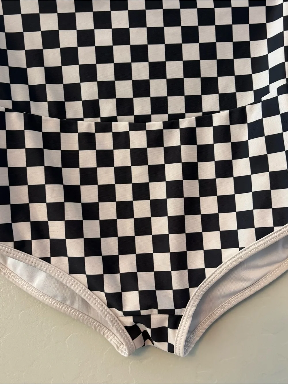 Salt Gypsy Betty high waisted boyshort surf bottoms white black checkers medium